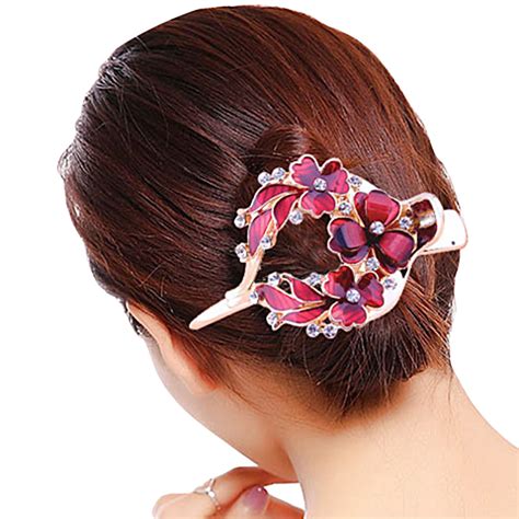 Female Colorful Flower Hollow Heart Hair Clip Barrette Hair Accessories ...