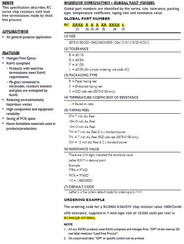 Yageo Resistor Part Numbering RC_L Series - Resistors - Electronic Component and Engineering ...