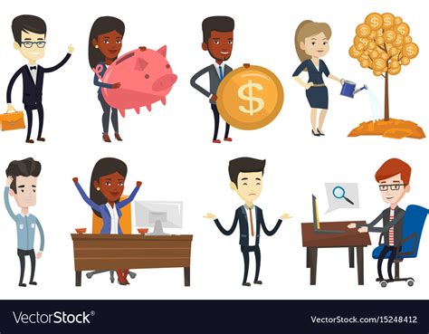 Set of business characters Royalty Free Vector Image