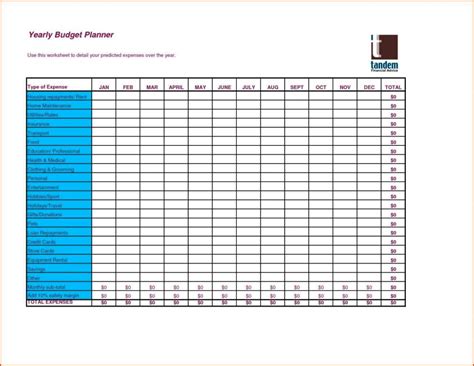 Yearly Household Budget Template - SampleTemplatess - SampleTemplatess