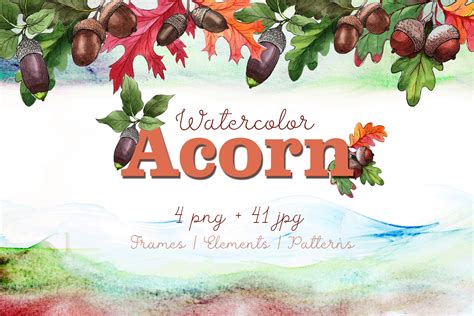 Autumn Acorn Leaf and Plant Watercolor Set Graphic by MyStocks ...