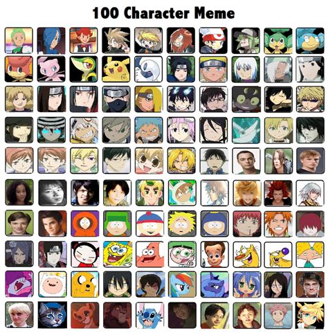 100 Characters Meme by shotachii on DeviantArt