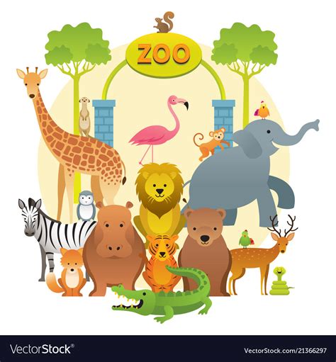 Group of wild animals zoo Royalty Free Vector Image