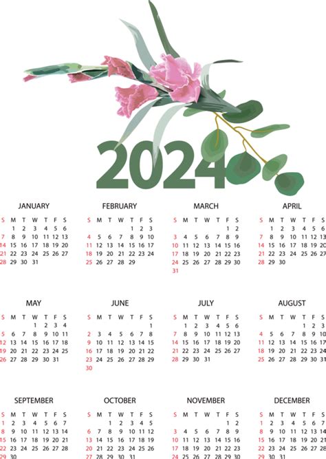 Flower Calendar 2024 Printable - 2024 CALENDAR PRINTABLE