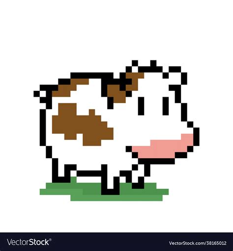 Pixel cow image for game assets Royalty Free Vector Image