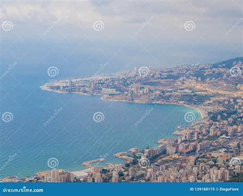 Aerial View of Harissa, Lebanon Stock Image - Image of arabic, middle ...