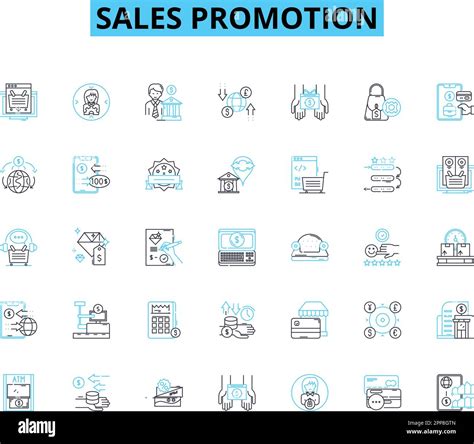 Sales promotion linear icons set. Discount, Clearance, Sale, Rebate, Coupon, Freebie, BOGO line ...