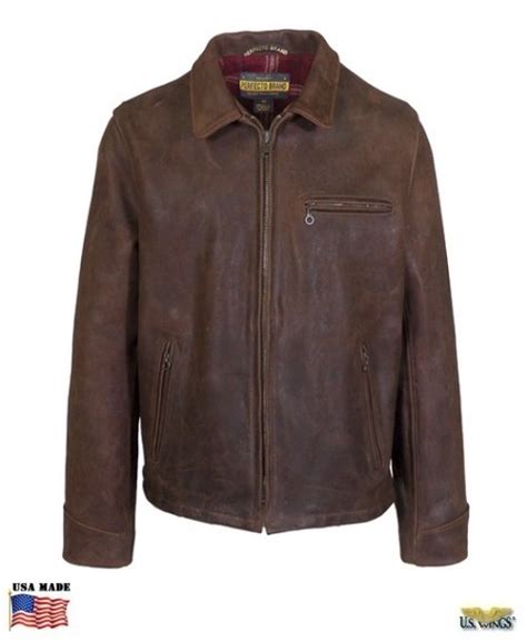 Schott® Heavyweight Oiled Nubuck Leather Biker Jacket - US Wings