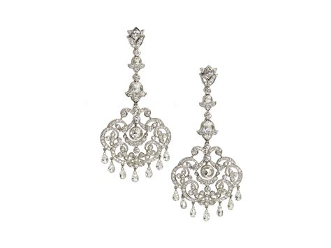 Diamond drop chandelier earrings 18ct white gold — Jewellery Discovery