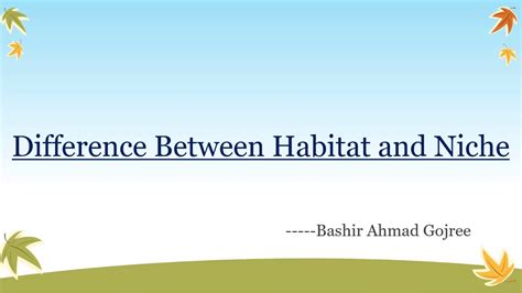 Difference between Habitat and Niche - YouTube