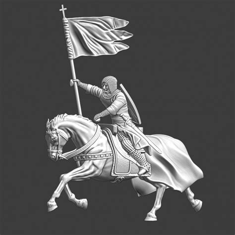 3D Printable Medieval Banner Knight charging by Northern Crusades Miniatures