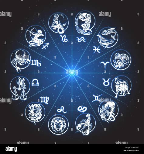 Horoscope Zodiac circle. Signs against night sky with stars Stock Vector Image & Art - Alamy