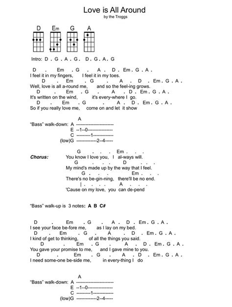 Love is all around 1/2 | Lyrics and chords, Ukulele, Ukulele tabs