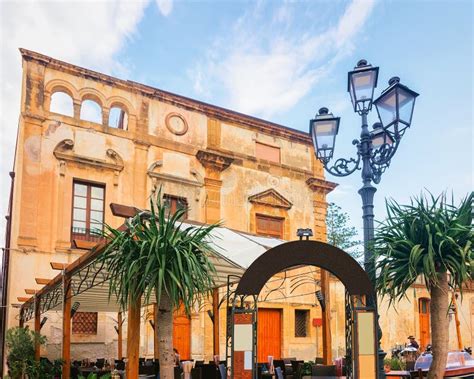 Street Restaurant in Cefalu Old Town Sicily Stock Photo - Image of cafe ...