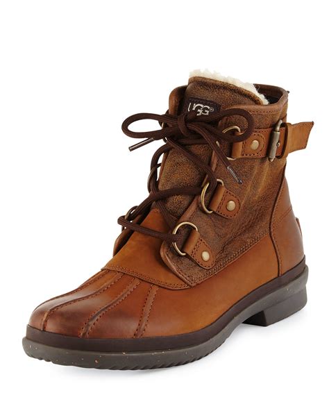 Ugg Cecile Lace-up Weather Boot in Brown | Lyst