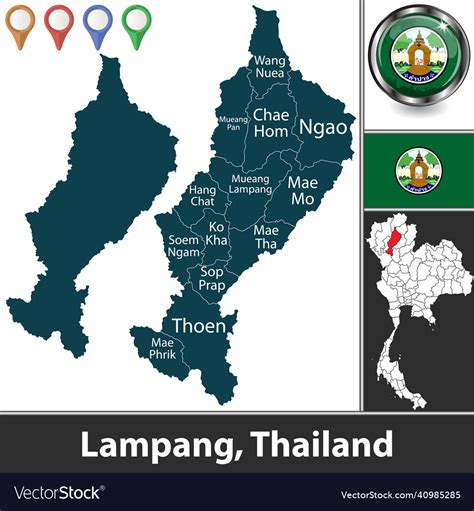 Map of lampang thailand Royalty Free Vector Image