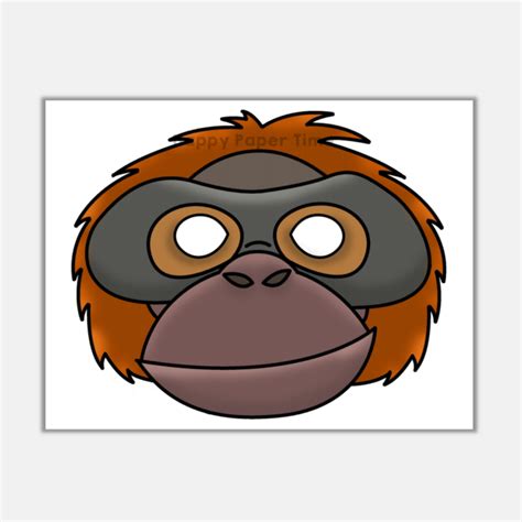 Orangutan Paper Masks Printable Asian Jungle Animal Coloring Craft ...