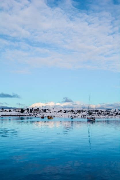 Premium Photo | A view of ushuaia and mountains in winter.