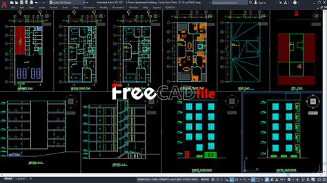 5-Floors Apartment Building, 2 Units Each Floor, 10 * 20 sq [DWG]