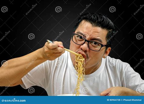 Man Eating Instant Noodles. Royalty-Free Stock Image | CartoonDealer ...