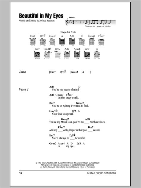 Beautiful In My Eyes by Joshua Kadison - Guitar Chords/Lyrics - Guitar Instructor