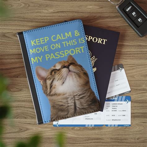 Keep Calm Move on Cat Passport Holder Trendy Travel Accessory Cat Lover's Passport Cover Feline ...