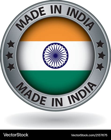 Made in india silver label with flag Royalty Free Vector