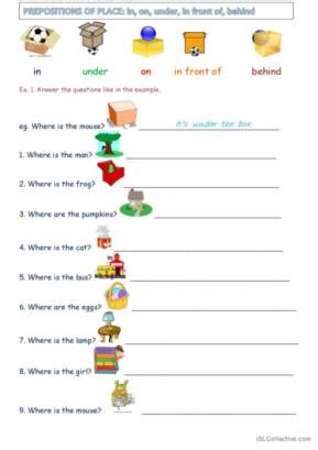 579 Prepositions of place English ESL worksheets pdf & doc