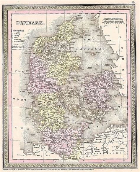 1850 Mitchell Cowperthwait Map Of Denmark Topography