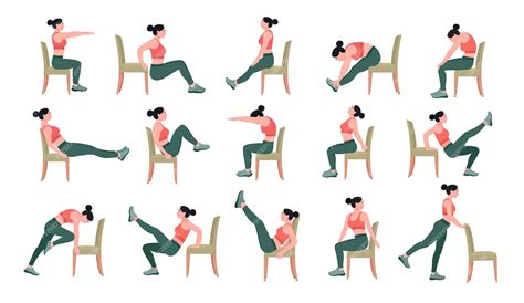 Premium Vector | Chair yoga poses Chair stretching exercises set