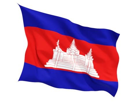 Fluttering flag. Illustration of flag of Cambodia