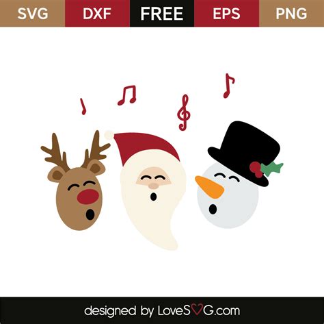 Santa, Reindeer And Snowman Singing - Lovesvg.com