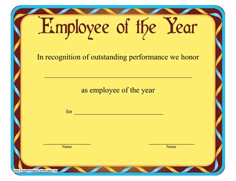 Employee of the Year Certificate Template - Yellow - Fill Out, Sign Online and Download PDF ...