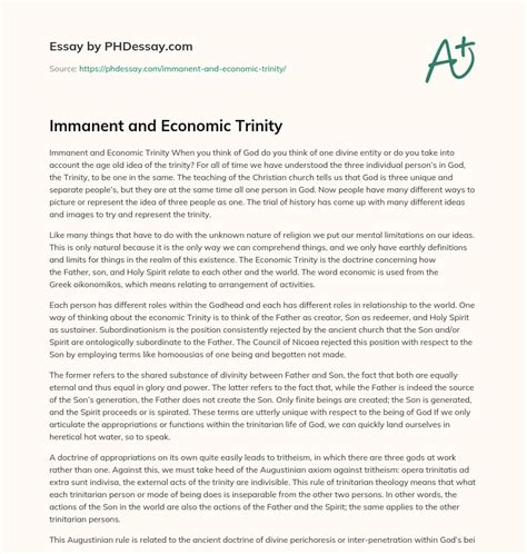 Immanent And Economic Trinity Definition Example - PHDessay.com