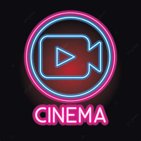 Movie Cinema Entertainment Logo With Neon Sign Effect Vector ...