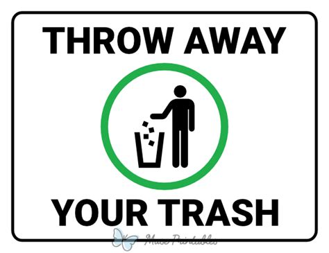 Printable Throw Away Your Trash Sign