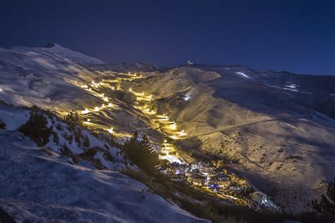 Night skiing Sierra Nevada Spain Snow Covered Trees, Snow And Ice, Wizardry, Sierra Nevada, How ...