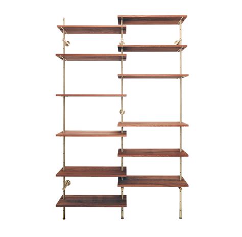 Brass Rail Shelving - Gessato Design Store | Office design diy, Shelves, Glass wall shelves