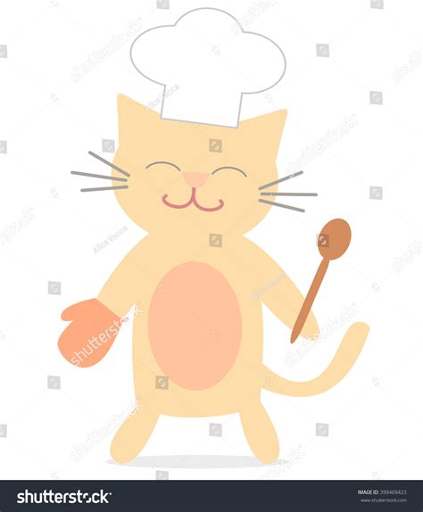 Cute Cartoon Chef Cat Funny Vector Stock Vector (Royalty Free) 399469423