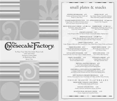 The Cheesecake Factory Menu, Menu for The Cheesecake Factory, Jersey City, Jersey City ...