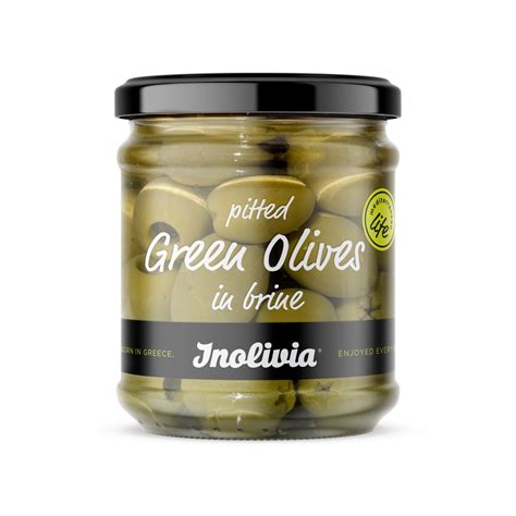 Green olives pitted in brine - Inolivia