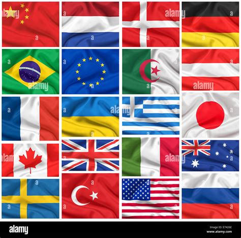 Flags set: USA, Great Britain, Italy, France, Brazil, Germany, Russia ...