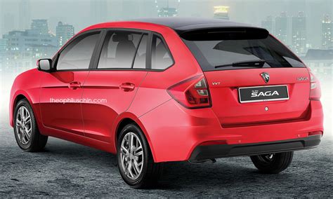 Proton Saga Aeroback rear three quarters rendering