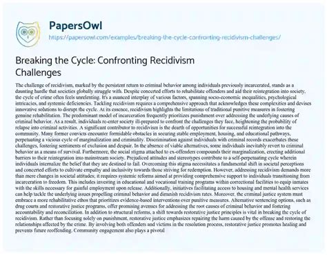 Breaking the Cycle: Confronting Recidivism Challenges - Free Essay ...