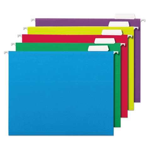 Universal Deluxe Bright Color Hanging File Folders, Letter Size, 1/5-Cut Tab, Assorted, 25/Box ...