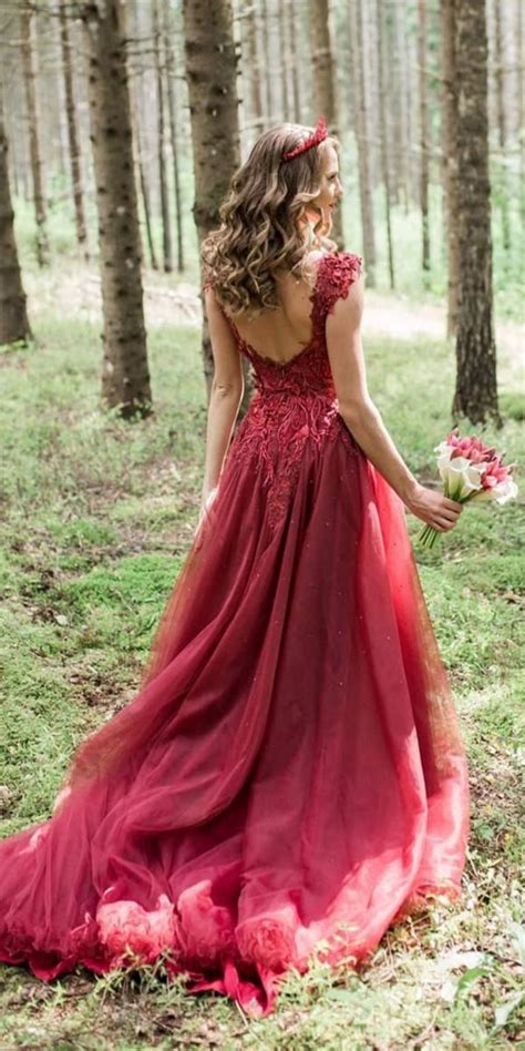 red wedding dresses a line low back lace country | Roses & Rings | Weddings, Fashion, Lifestyle ...