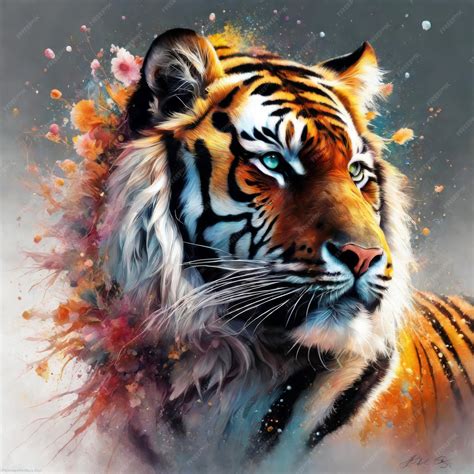 Premium Photo | Tiger in oil painting tiger in oil painting tiger ...