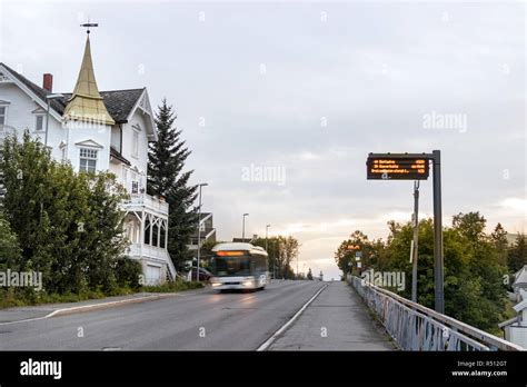 An electronic bus stop with timetable in Tromso, Norway Stock Photo - Alamy