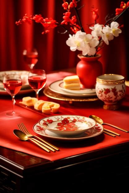 Premium Photo | A traditional Chinese New Year family dinner table setup