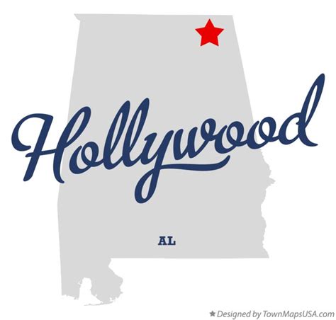 Map of Hollywood, AL, Alabama